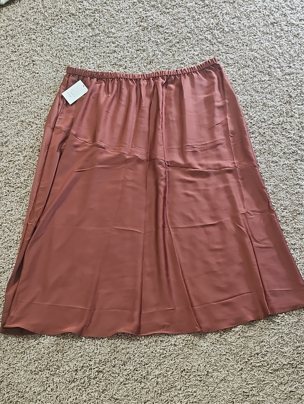 NWT A New Day Skirt Midi/Maxi Satiny Brown Pull On 3X Flowy - Picture 7 of 7